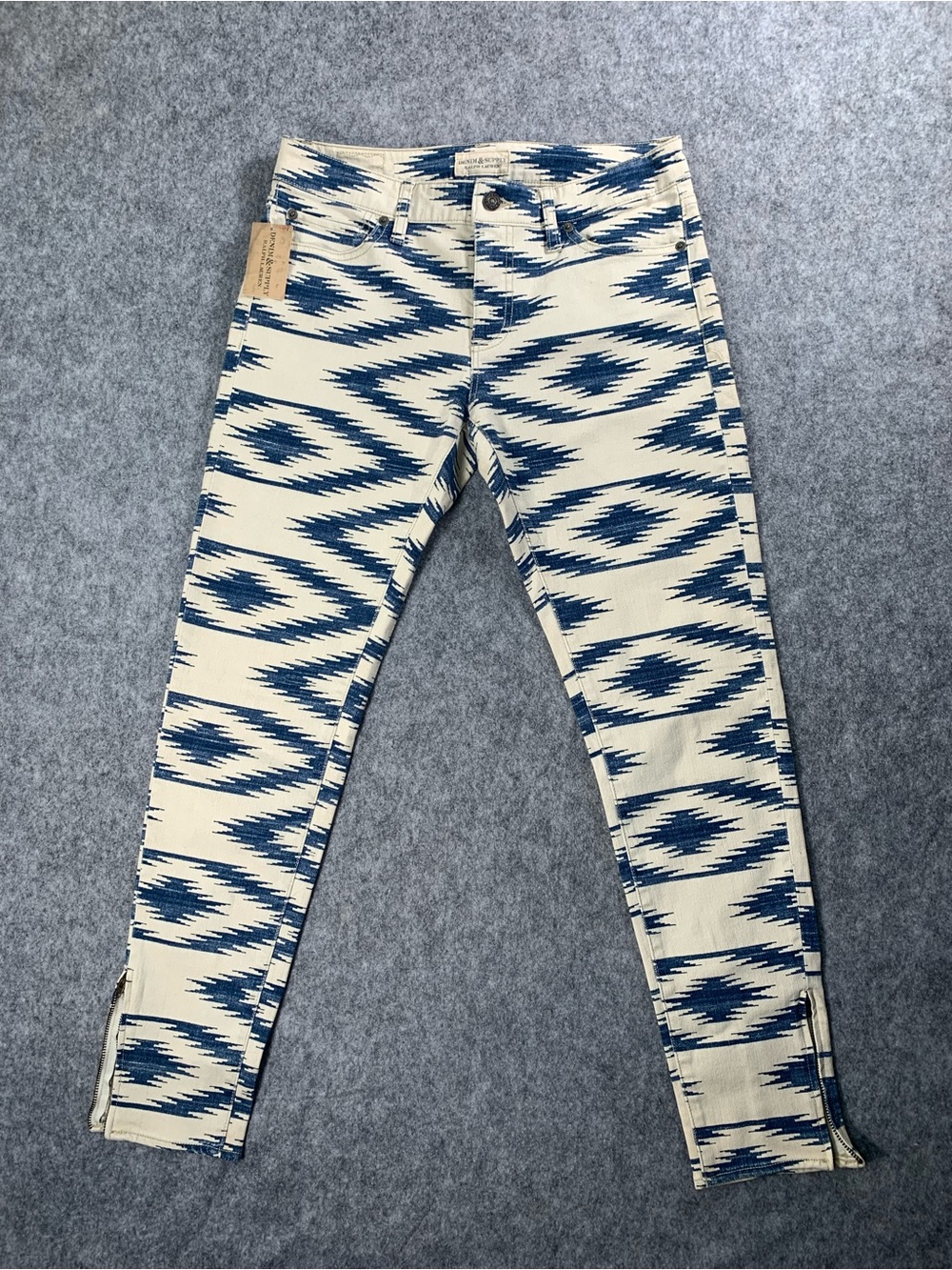 Ralph Lauren Cream and Navy Ikat-Style Denim